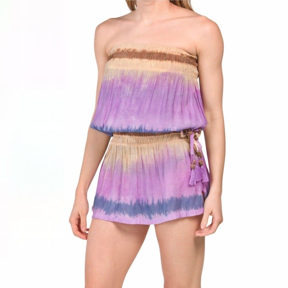 Tiare Hawaii Aina Mini Dress S/M Lilac Ombré Cover Up Swim Strapless NEW